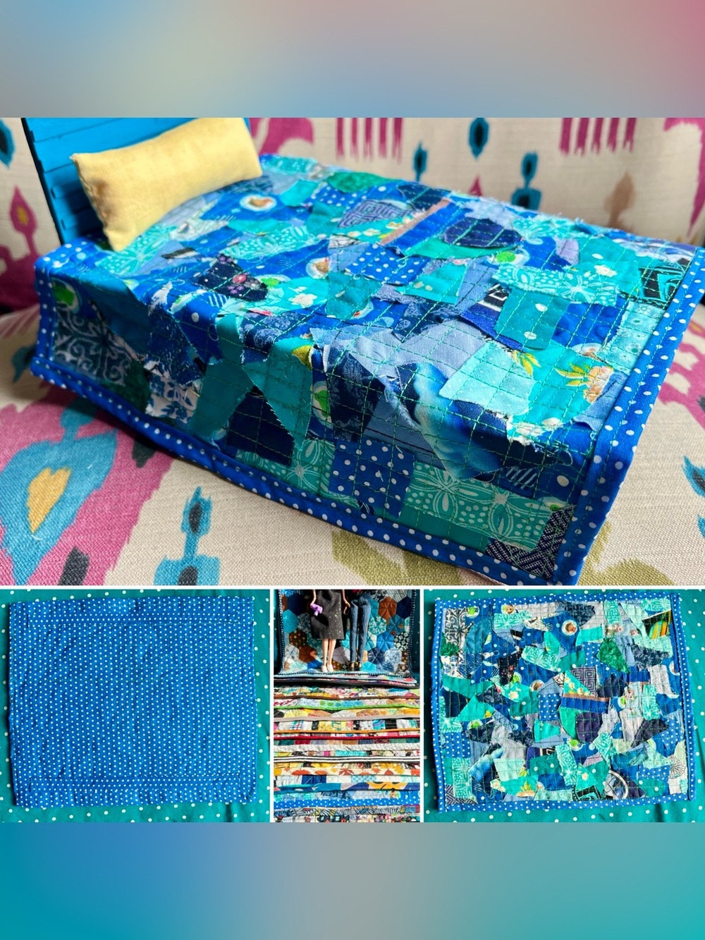 Barbie Quilt - Sashiko Scrappy - Handmade